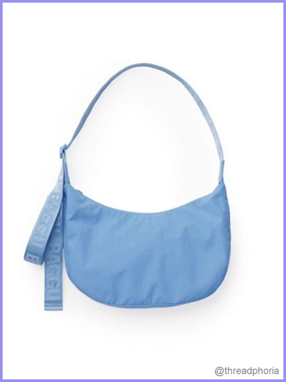 BAGGU Medium Nylon Crescent Bag Recycled Heavyweight Nylon Crossbody Hobo Bag